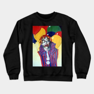 Rainbow Clown with Balloons- Painting by Avril Thomas Adelaide Artist Crewneck Sweatshirt